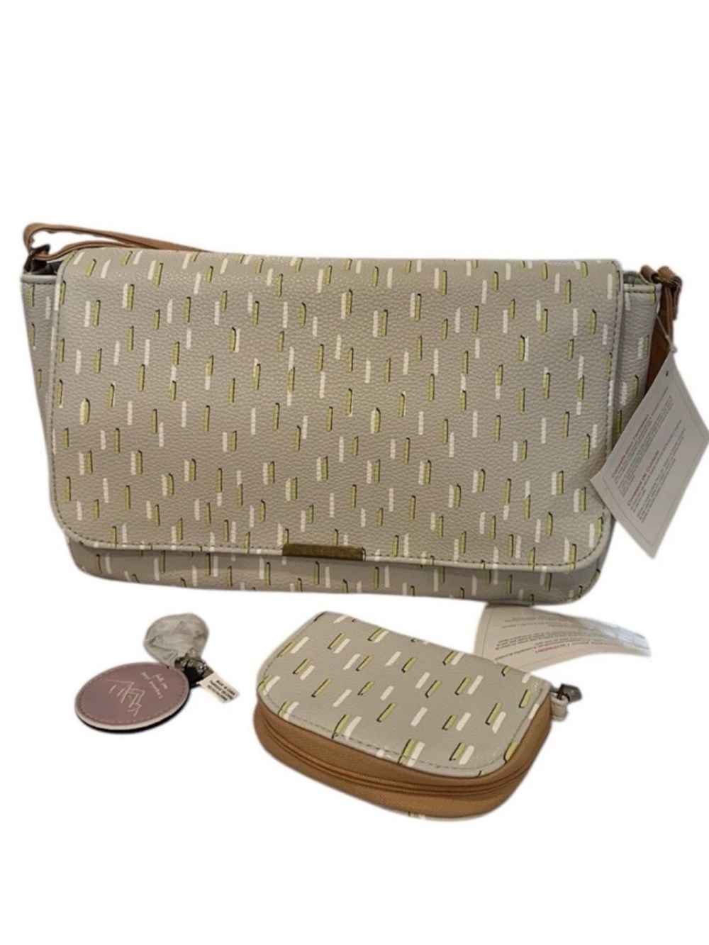 Thirty-One Day By Day Crossbody, Dancing Dash Pebble Pattern With Wallet NWT